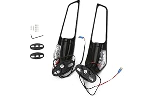LETGOING Specchio Stealth moto per Ninja ZX6R ZX10R 250 YZF R1 R3 R125 R15 R6 R25 Specchio alare 360° rotante regolabile moto specchio laterale (Ridotte LED)