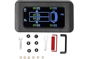 Aoutecen Universal Wireless Solar TPMS, Tyre Pressure Monitoring System Solar/USB Charging Modes Car TPMS with 6 External Sensors For Van Ire Rv Trailer