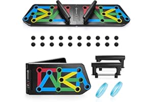 OneAmg Push Up Rack Board Fitness Accessories - Gym Gifts for Men - 13 In 1 Press Exercise Handles Strength Training Equipment Chest Muscle Board - Home Foldable Portable plyometric Push-up Stretch