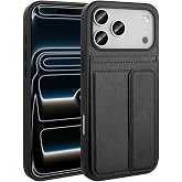 Coverzone İphone 17 Pro Max İle Uyumlu Y&uuml;ksek Kalite Deri Kartlıklı Sevilla Kartlık Hazneli Şık Telefon Kılıfı-Siyah