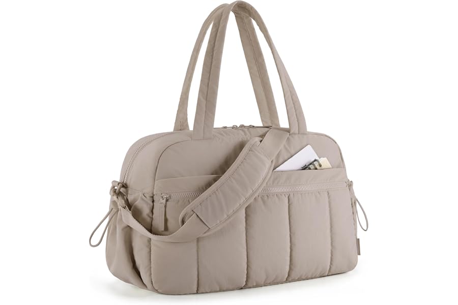 BAGSMART Womens Gym Bag 24L Travel Bag for Weekend Overnight with Wet Pocket, Underseat Cabin Bag for EasyJet, Carry on for Ryanair & Trolley Sleeve, Ultra Lightweight, Camel