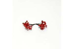 FLORISTRYWAREHOUSE 50 wired stems of artificial holly berries 100 plastic berries in total