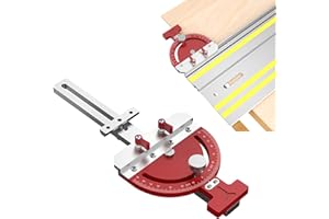 LUOLETY Tischsäge Gehrungslehre, Einstellbare Mehrwinkel Spursägenführung Vierkant Rechtwinklige Führung Hilfsklemme für Festool für DeWalt Führungsschiene