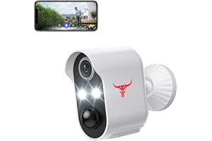 guggre 1080P Security Camera Wireless with AI Human Detection, PIR Motion Detection, 2-Way Talk, Color Night Vision, Real Time Alerts, Multi-user Outdoor Surveillance Bullet Cam (2 Spotlights)