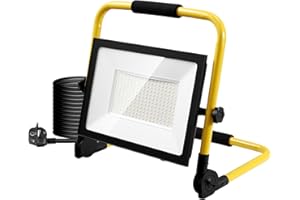 Dibaful 200 W LED Construction Spotlight with Plug | Construction Site Lamp Headlight 6500 K Cool White Construction Site Spotlight | IP65 Waterproof Work Light Construction Lamp for Workshop
