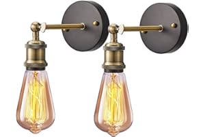 Licperron Industrial Wall Light 2 Pack, E26 Vintage Wall Sconce Lamp Fitting Fixtures with E27 Lamp Holder for Restaurant Bar Hotel Coffee Shop Decoration