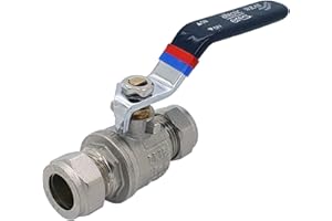 UNVENTED COMPONENTS EUROPE Ball Valve Full Bore Black Lever Compression, 15mm, 22mm and 28mm, Chrome Plated Brass (15mm, 1)
