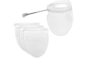 APAUSVCM 4 Pack Ultra Fine Mesh Cheese Cloths Strainer Bag with 1 Frame Handle, Reusable Food Grade Juice Strainer Cotton Yogurt Strainers with Zipper for Nut Milk Coffee Butter Juices and Cheese (Small Size)