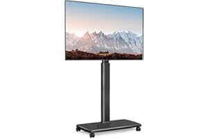 FITUEYES Uchwyt na telewizor na kółkach do ekranów od 32 do 70 cali Wózek TV Regulowana wysokość 1270-1470mm Max. VESA 600x400 mm Regulowany kąt ±30° (bez półki)