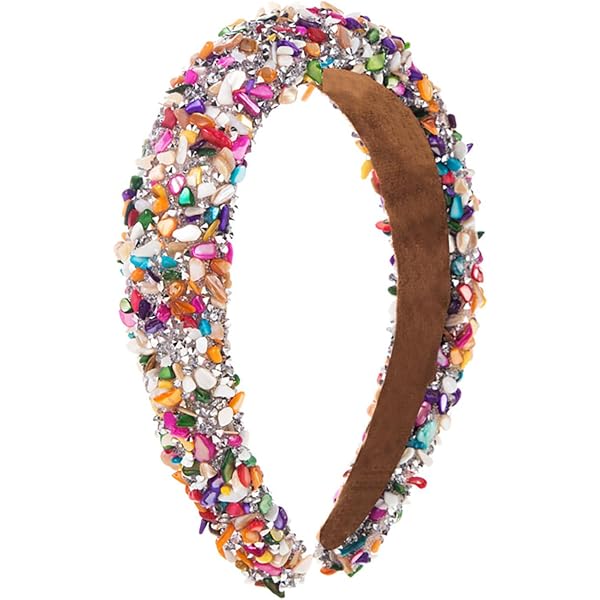 Perlen-Stirnband Für Frauen – Mit Schmucksteinen, Gepolstert, Schwarz, 14 Cm Durchmesser