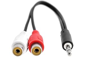 KnnX 28053 | Cavo audio stereo bidirezionale da 20 cm | Jack maschio 3,5 mm a 2 x femmina Phono RCA