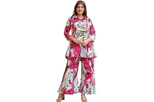 GRECIILOOKS Co-ord Set for Women Stylish | Kurtis | Kurti Set For Womens | Anarkali Viscose Printed Kurta & Straight Pant Sets | Festive Ethnic Indian Traditional Outfit for Functions & Puja | 3/4
