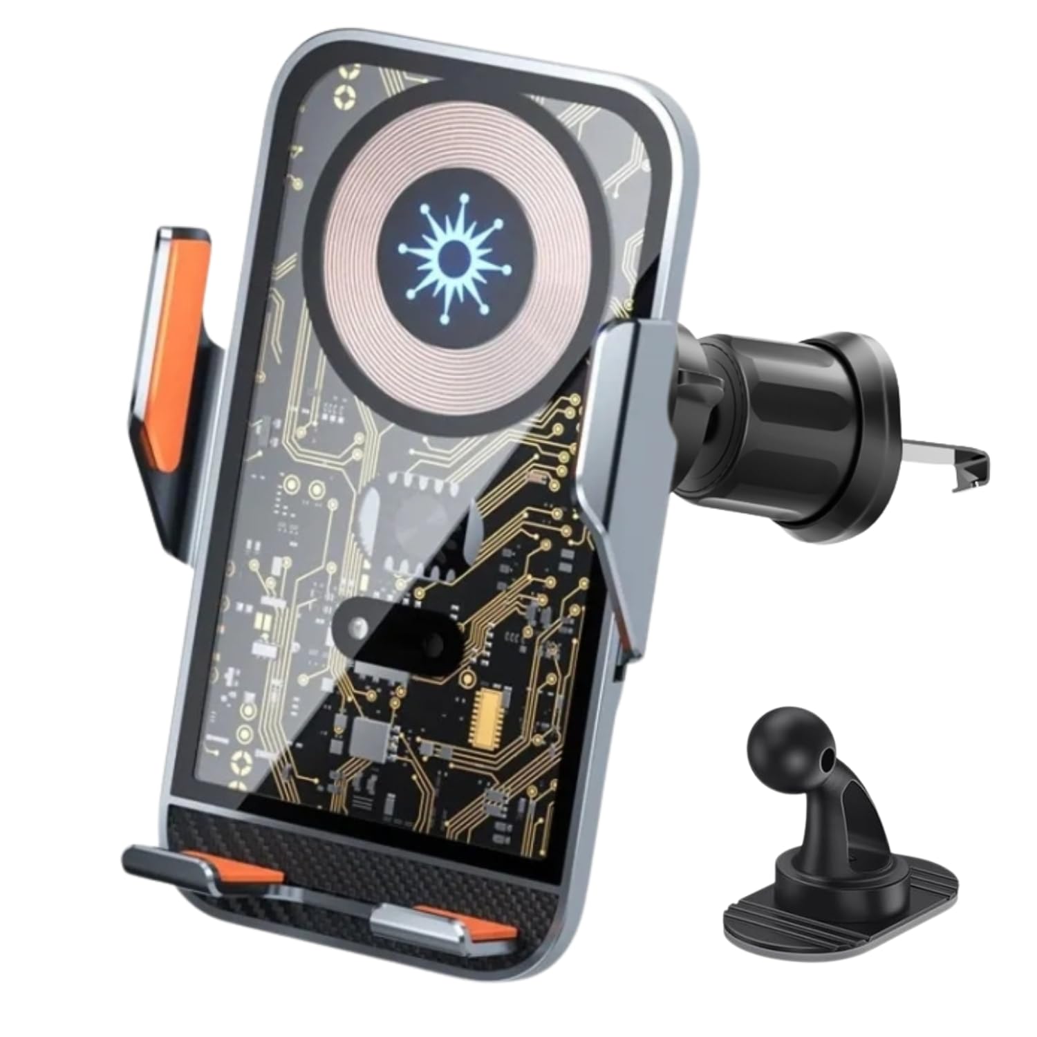 Sevenaire C10 Wireless Charger for Car, Auto-Clamping Mobile Holder, 15W Qi Fast Charging Car Wireless Charger, 1M Cable, Compatible with iPhone 16 to 8, Galaxy S25 to S8, Pixel & Other Qi Phones