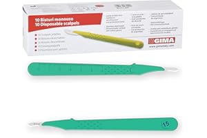 GIMA Bisturí desechable estéril, con tapa de seguridad, n. 15, paquete de 10, 27043
