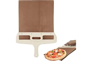 Jodimitty Pizzaschieber Pala Pizza Scorrevole 30x52cm Sliding Pizza Peel mit Griff, Antihaft Pizzaschaufel Rechteckige Pizzaschieber aus Holz und Kunststoff, der Pizza Perfekt überträgt