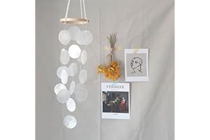 ZOYIEP Boho Deko Muschel Traumfänger Girlanden 43 cm Länge Weiß Windspiel, Anhänger Retro Capiz Muscheln (Weiß)