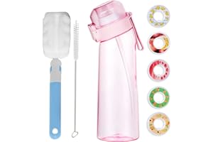 Luthasolic Air Gourde Up Bouteille 650 ML, Air Bouteille D'eau Parfumée Avec 5 Sul Saveur Gout Pods Gourde Pods Saveur Bouteille Avec Brosse, Sans Bpa Avec Paille 0 Sucres Et Tasse D'eau (Pink)