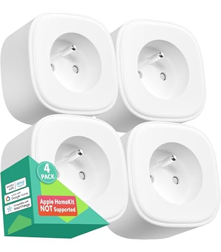Meross Presa Smart Con Monitoraggio Consumi – 4 Pezzi, 16A, Compatibile Con Alexa E Google Home
