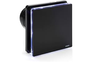 STERR Black Extractor Fan Bathroom 100 mm with LED Inline Extractor Fan - Extractor Fan - Bathroom Fan Extractor - Bathroom Fan