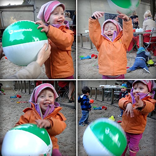 Wasserball 25 – 30 cm Durchmesser von Neuronade, Strandball klein in grün & weiß – Phtalatfreies Wasserspielzeug - 3
