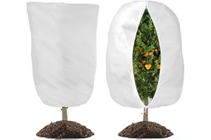 FAMIROSA Cappuccio Protezione Piante, Tessuto Non Tessuto per Piante 70 g/m², 2 Pezzi Telo per Piante Inverno Antigelo 120x180cm, Riutilizzabile Protezione Invernale per Piante con Cerniera e Coulisse