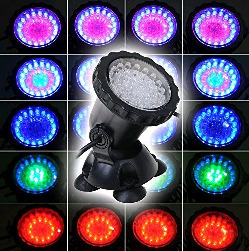 GreenSun LED Lighting Spot Lampe Unterwasser RGB Aquarium Beleuchtung Aufsatz leuchte Aquariumlampe 36LEDs Strahler Teichlampe Teichstrahler Teichlampen Dekorative für Fisch Tank Aquarium 4 Stücke in 1 Set - 5