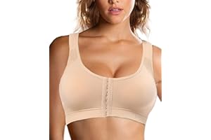 Jengo Post Surgery Bra for Women Surgical Bras Front Closure Sports Bras Breast Augmentation Mastectomy Bra Post Op Bra (Large, Nude)