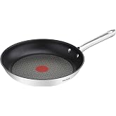 Tefal Duetto &ndash; Frying Pan 32 cm, Stainless Steel | Frying pan 32 cm, non-stick coating, suitable for induction, Thermo-Spot,