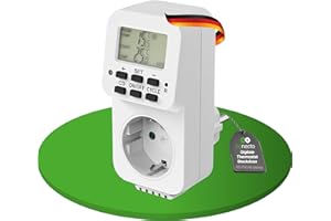 conecto Prise de Thermostat numérique, avec capteur Interne et minuteur, pour Terrarium, Serre, fumoir, Chauffage, régulateur de température, Gel, 3600 W, Blanc