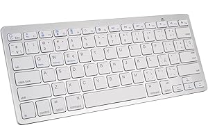 GADIRIA - Teclado Inalámbrico Bluetooth Ultra-Delgado, Multimedia, Portátil. para Tablet, Ordenador, PC. Compatible con Dispositivos Android, Windows, Apple iOS, Mac. QWERTY Español con Ñ - Blanco.