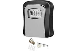 WMLBK Sejf na klucze, 4-cyfrowy kod numeryczny, sejf, mocowanie ścienne, skrzynka na klucze ścienne, do domu, garażu, biura, szkoły (szary)