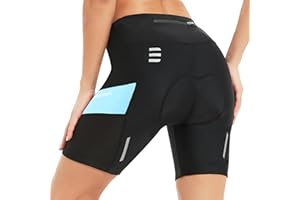 NOOYME Radlerhose Damen gepolstert 4D mit Tasche Fahrradhose Damen Kurz Elastische atmungsaktiv Radhose Damen mit breitem und dichtem Polster Schmerzfrei Schnelltrockende Fahrrad Hosen Damen