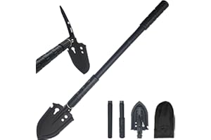 ADTSADDTO Folding Survival Shovel 26 IN, 50# High-Carbon Steel Entrenching Tool for Camping, Firefighting, Garden, Hunting, Hiking, Fishing, Car Emergency, Gifts for Men