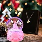 Arkadaşa Hediye Yıldız Kolye &amp; Pembe Mini Işıklı Peri Kar K&uuml;resi
