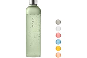 VINSUN Botella Agua 1 Litro - sin BPA, Tritan, Reutilizable, Antigoteo - Cantimplora Deporte Ligera para Gimnasio, Colegio, Bicicleta, Oficina, Senderismo