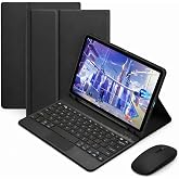 Microcase Samsung Galaxy Tab A11 Plus 11 inch Tablet Uyumlu Bluetooth Touchpad Klavye+Bluetooth Mouse+Standlı Kılıf-BKK7 (Siy