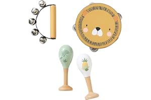 VERTBAUDET Set mit 3 Instrumenten: Maracas, Tamburin, Tansania-Glöckchen, TU