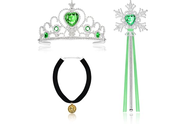 Vicloon Princess Accessoarer för flickor, 3 st Princess Accessoarer till Kostym med Tiara/Trollstav/Halsband för cosplay julfödelsedagsfest, 3-10 år