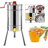 4 waben Edelstahl Manuelle Honigschleuder,Honig Extractor, Bienenzucht Honigwaben Behälter Robuste,Honig Zentrifuge…