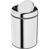 Aqua Bagno Basic &Ccedil;&ouml;p Kovası - Sallanır Kapaklı 8 L, Parlak Krom Paslanmaz