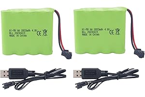 BLLRC 2PCS 4.8V 2800mah AA Batería de Carga con Enchufe SM - 2P con Cable de Carga USB para el camión excavador SY-E511, el camión de Juguete E562 TD141 RC