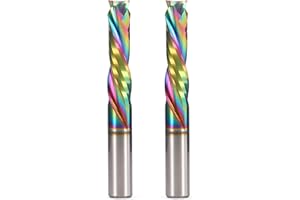 Trvoxviq Spiral Router Bits 2 Flutes CNC End Mill, 1/4'' (6.35mm) Shank Up Down Cut Compression Bit with DLC Coating, Tungsten Steel CNC Bit Milling Cutter Tools for Woodworking Engraving(6.35X25mm)