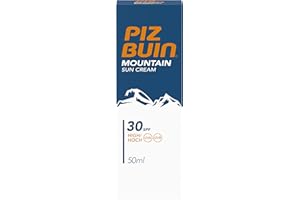 ‎PIZ BUIN Piz Buin Mountain Sun Cream, Sonnencreme, Sonnenschutz für Wintersport oder Alpine Wanderungen, Hoher Schutz vor Sonnenbrand, Kälte und Wind, LSF 30, 50 ml