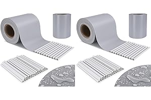 TLSUNNY Strisce in PVC per recinto, per stuoie a Doppia Asta, 100 x 19 cm, con 70 Clip di Fissaggio, per Recinzione, Opaca, Protezione dal Vento, Anti-UV, 450 g/m², Grigio Chiaro