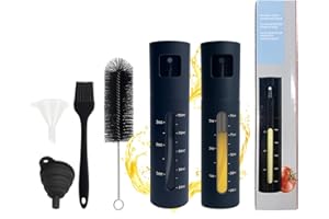 KATLKIU Lot de 2 Pulvérisateurs Huile 100ml – Spray Huile en Acier Inoxydable avec Entonnoir en Silicone et Brosse de Nettoyage – Pour Huile d’Olive, Vinaigre, Sauce Soja – Noir