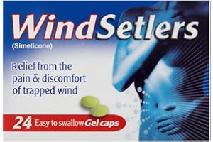Windsetlers, Treats Flatulence, Trapped Wind & Bloating, Relieves Pain & Discomfort of trapped wind, Contains Simeticone, Treats Flatulence, 24 Gel caps (Always read label first)