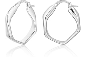 ALEXCRAFT Orecchini Argento 925 Quadrati Spessi Piccoli Geometrici Chunky Orecchini Donna Ipoallergenico 14K Oro Placcato Orecchini a Cerchio