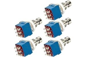 Mintice™ 5 X 3PDT 9 Pins Boîte stomp guitare Pédale d'effet interrupteur au pied Vrai dérivation métal bleu
