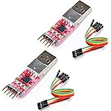 Hailege 2pcs CP2102 USB 2.0 to TTL UART Serial Converter Module 5Pin STC PRGMR with Dupont Wire