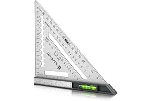 kammqi Multifunktional Zimmermannswinkel 17.5cm Metrisches Dreieckslineal Quadratisches Winkelmesser Aluminiumlegierung Dreieck Lineal Layout Werkzeug für Ingenieur Schreiner Dachdecker（Silber-）